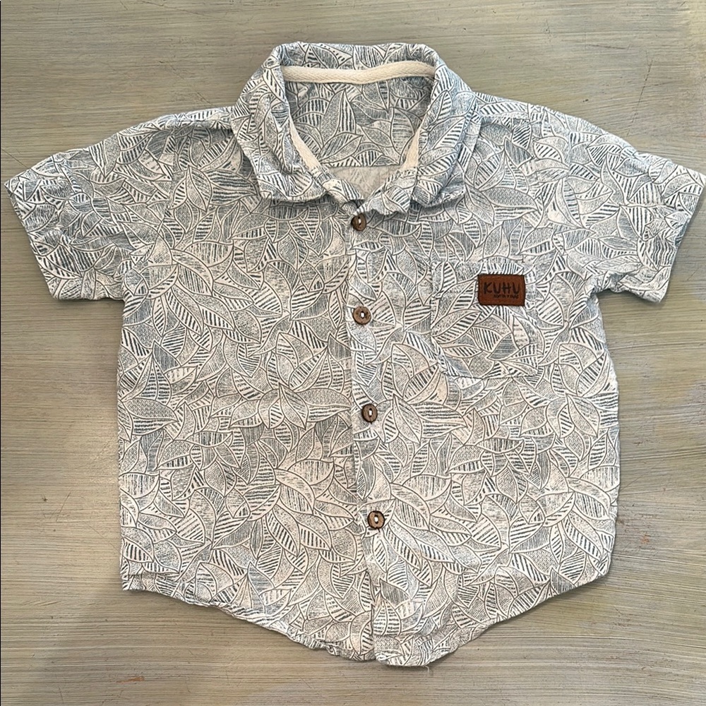 Gray and White Paisley Button Down Shirt